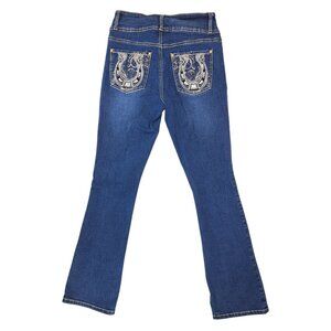Hydraulic Women High Rise Embroidered Bootcut Jeans Size 7 Blue Bling Horseshoe